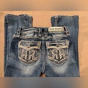 Rock Revival Dark Blue Mid-rise Boot Cut Jeans